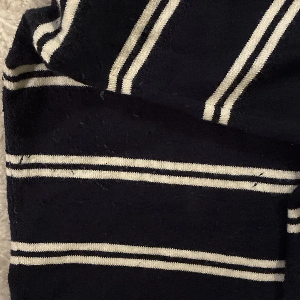 J. McLaughlin Women’s Blue Stripe Lightweight Pullover Sweater Size XL